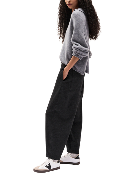 The White Company Jersey Barrel Trousers containing LENZING™ ECOVERO™ Viscose, Grey - view 2, Grey