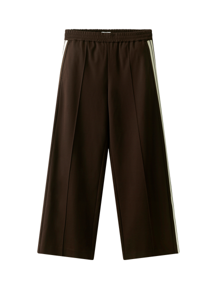 The White Company Jersey Side Stripe Trousers containing LENZING™ ECOVERO™ Viscose, Dark Chocolate, Dark Chocolate