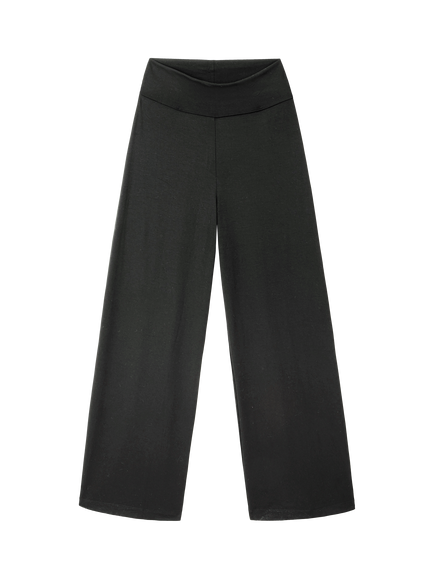 The White Company Roll Top Wide Leg Lounge Trousers containing TENCEL™ Modal, Black
