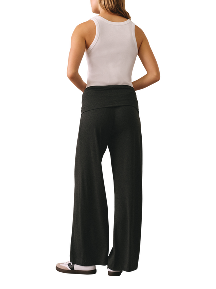The White Company Roll Top Wide Leg Lounge Trousers containing TENCEL™ Modal - view 2, Black