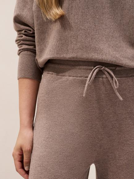 The White Company Sparkle Trim Wool Blend with Cashmere Jogger, Nought - view 2, Nought