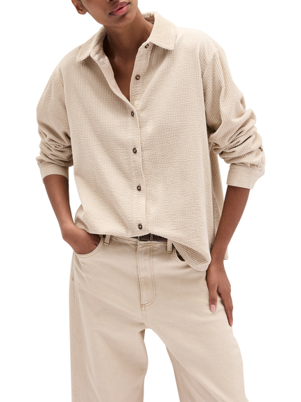 The White Company Relaxed Corduroy Boyfriend Shirt, Birch, Birch