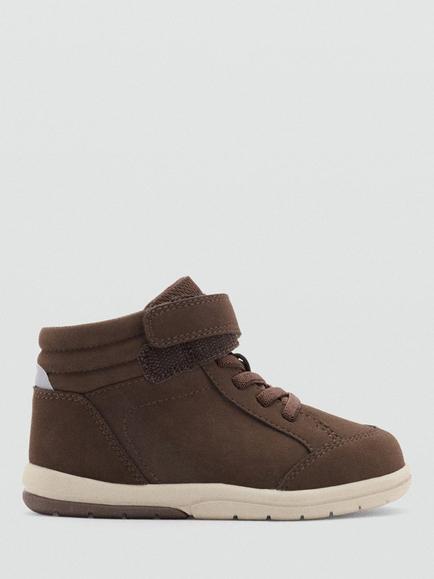 Mango Kids' Bota Lace-Up Padded Ankle Boots, Chocolate, Chocolate