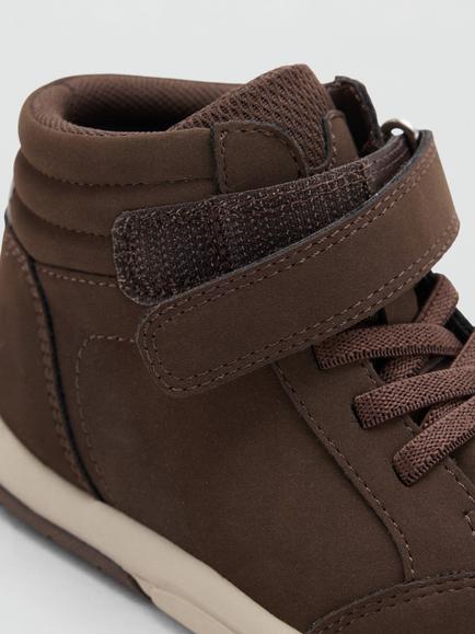 Mango Kids' Bota Lace-Up Padded Ankle Boots, Chocolate - view 2, Chocolate