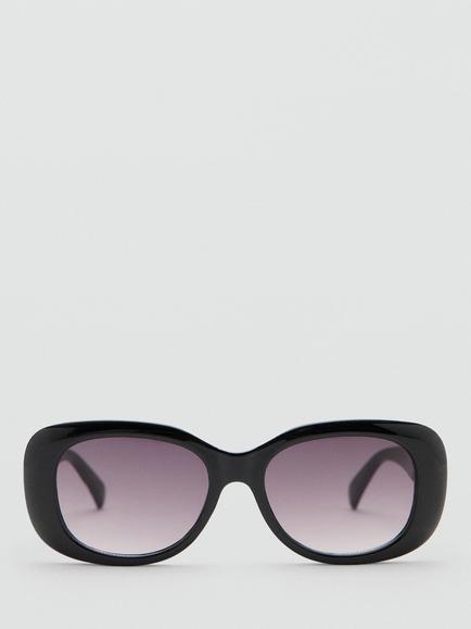 Mango Women's  Rectangle Sunglasses, Black, Black