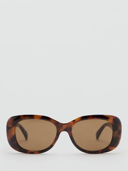 Mango Women's Oversized Rectangular Sunglasses, Chocolate, Chocolate