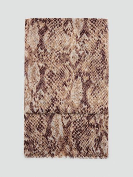 Mango Animal Print Rectangular Scarf, Brown, Brown