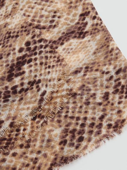 Mango Animal Print Rectangular Scarf, Brown - view 2, Brown