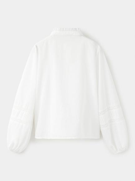 Mango Kids' Cotton Mandarin Collar Blouse, Off White - view 2, Off White