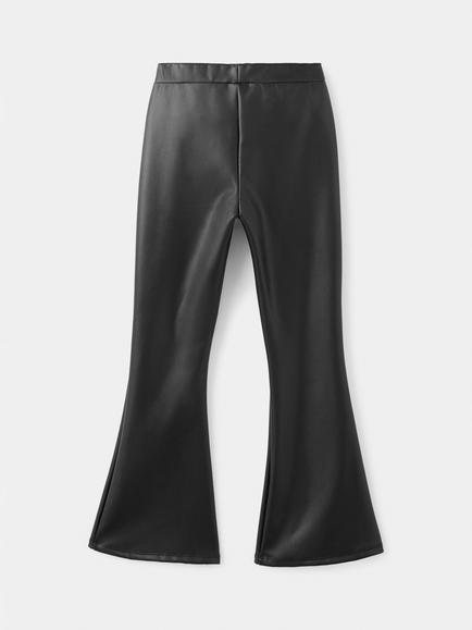 Mango Kids' Elasticated Waist Flare Leggings, Black - view 2, Black