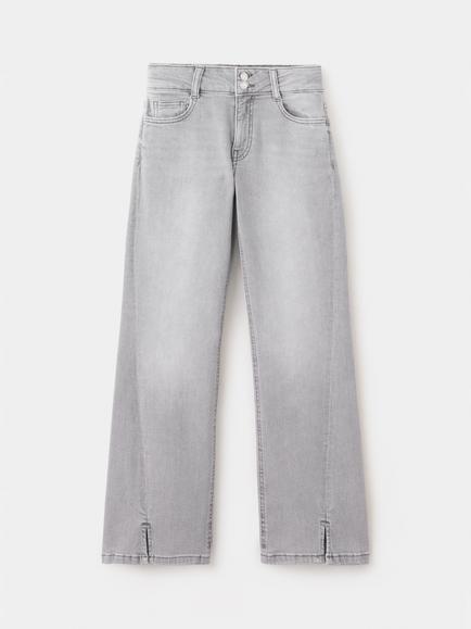 Mango Kids' Mid Rise Flared Jeans, Grey, Grey