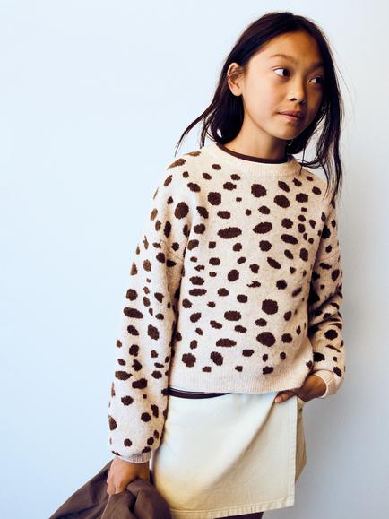 Mango Kids' Dalma Relaxed Spot Jumper, Beige, Beige