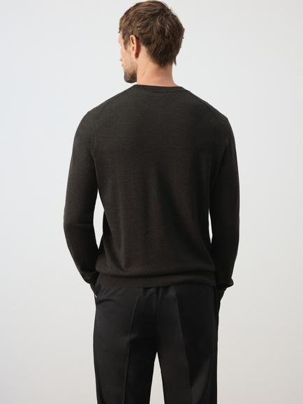 Mango Crew Neck Wool Jumper - view 2, Chocolate