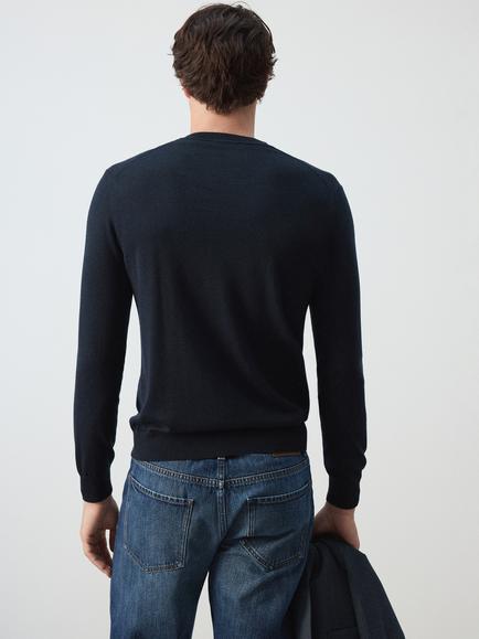 Mango Crew Neck Wool Jumper - view 2, Navy