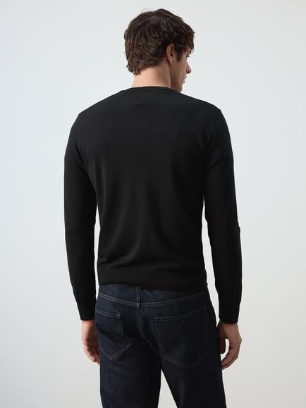 Mango Wool V-Neck Jumper - view 2, Black