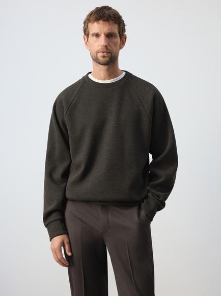 Mango Crew Neck Sweatshirt, Brown, Brown