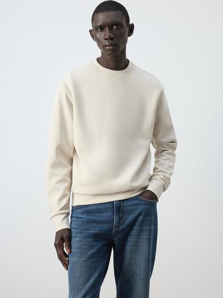 Mango Crew Neck Sweatshirt, Off White
