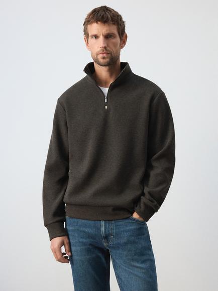 Mango Quarter-Zip Jumper, Brown