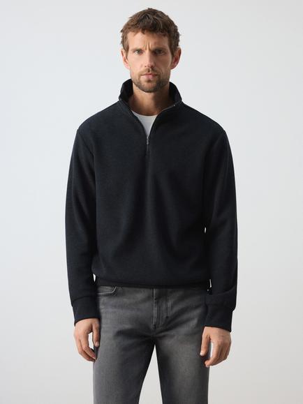 Mango Quarter-Zip Jumper, Navy