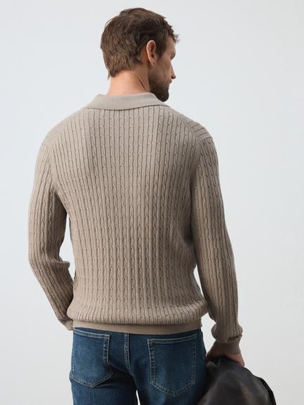 Mango Cotton Blend Collared Cardigan - view 2, Mink
