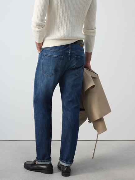 Mango Regular Fit Denim Jeans, Mid Blue - view 2, Mid Blue