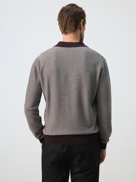 Mango Cotton Regular Fit Long Sleeve Polo Shirt, Garnet - view 2, Garnet