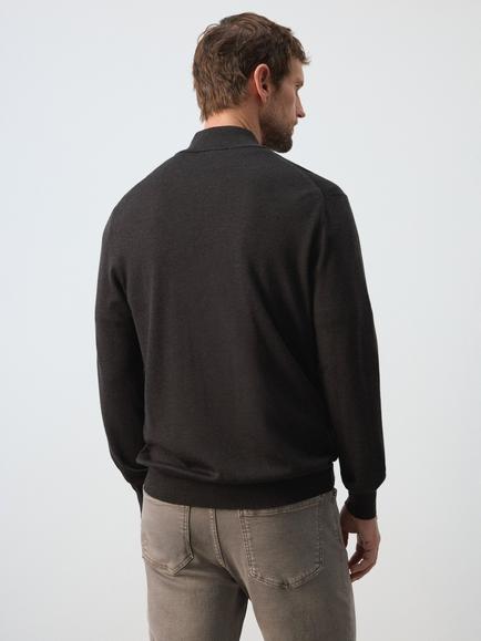 Mango Wool Half Zip Jumper - view 2, Chocolate