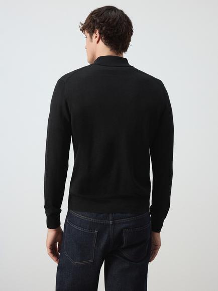 Mango Wool Half Zip Jumper - view 2, Black