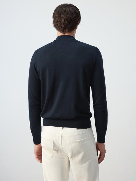 Mango Wool High Neck Jumper - view 2, Navy