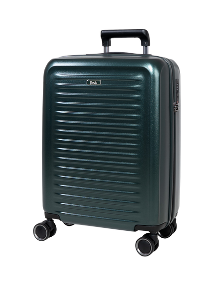 Rock Legacy Small 55cm 8-Wheel Cabin Suitcase, 36L, Forest Green