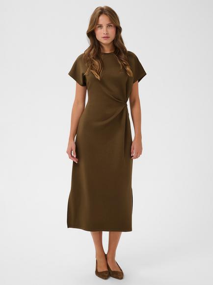 Saint Tropez Theosz Knot-Detail Draped Midi Dress containing LENZING™ ECOVERO™ Viscose, Dark Earth