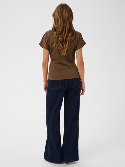 Saint Tropez Theosz Sculpted Side Twist Top containing LENZING™ ECOVERO™ Viscose, Dark Earth - view 2, Dark Earth