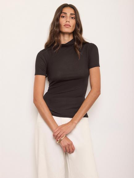 Mint Velvet Ruched Modal Jersey Top, Brown - view 2, Brown
