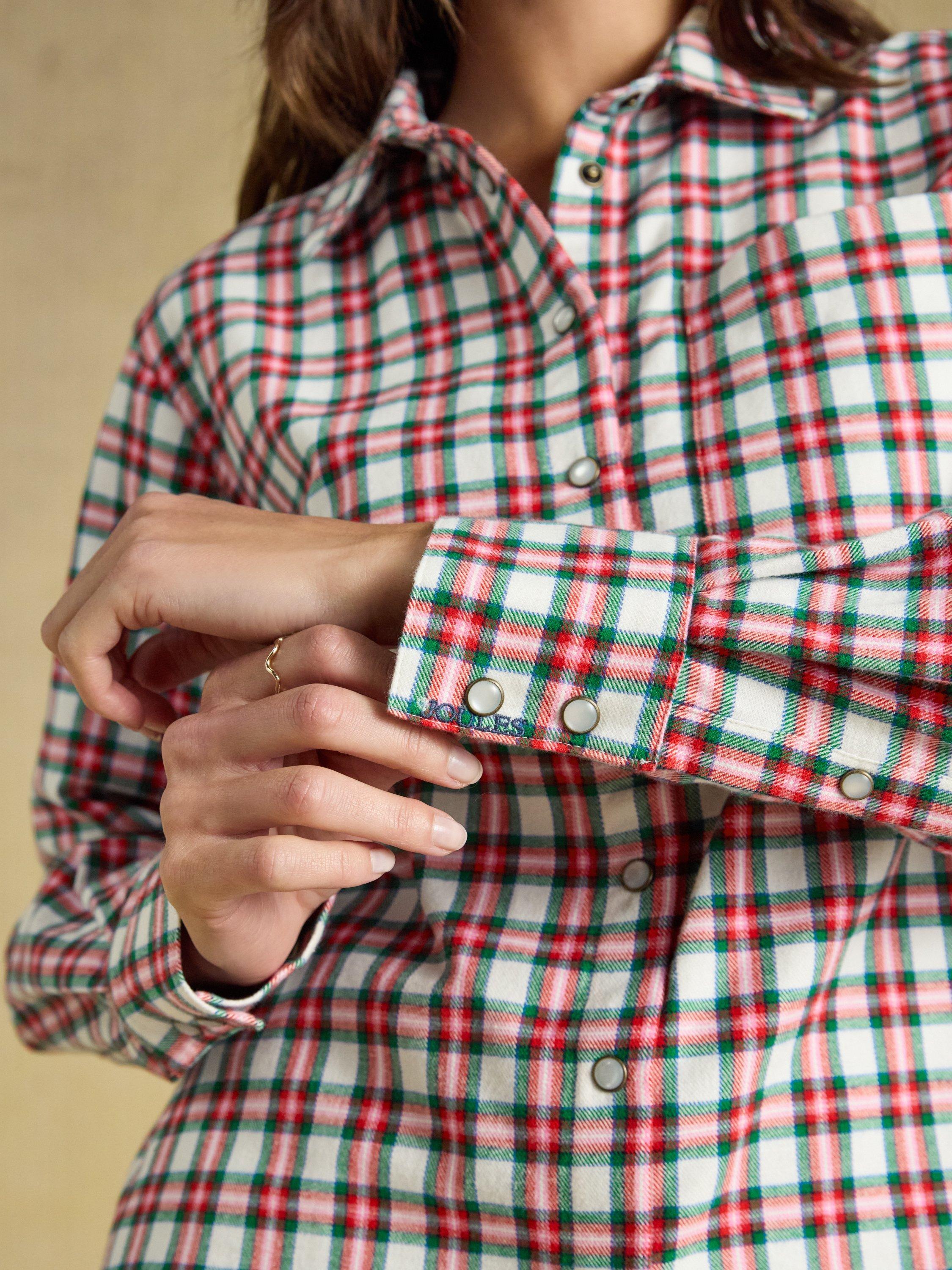 Joules Brushed Cotton Check Shirt, Red, 12
