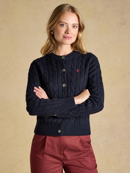 Joules Cable Knit Cardigan, Navy, Navy