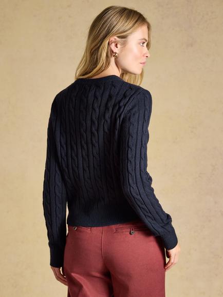 Joules Cable Knit Cardigan, Navy - view 2, Navy