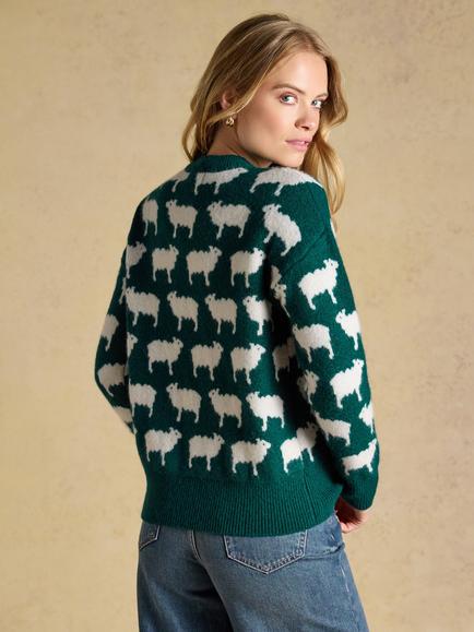 Joules Slogan Jumper, Green - view 2, Green