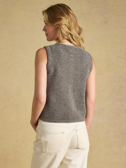 Joules Holly Button Through Knitted Vest, Brown - view 2, Brown