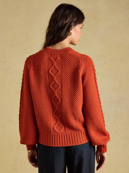 Joules Rafferty Cable Knit Jumper, Burnt Orange - view 2, Burnt Orange