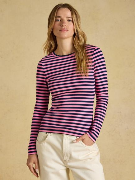 Joules Sophie Stripe Top, Navy/Pink, Navy/Pink