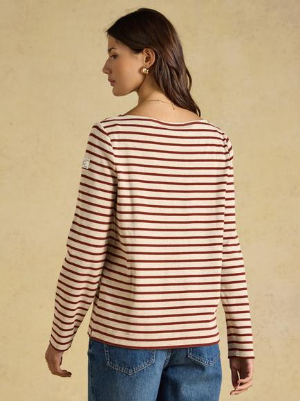 Joules Harbour Stripe Breton Top, Oatmeal - view 2, Oatmeal