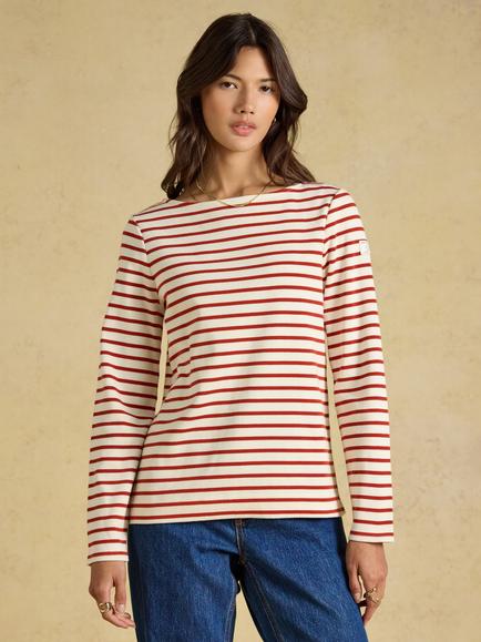 Joules Harbour Stripe Breton Top, Orange, Orange