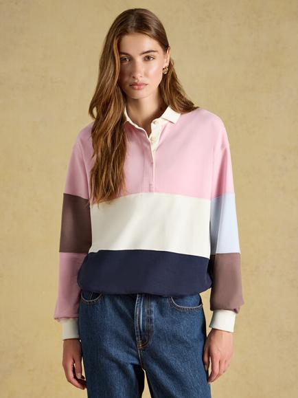 Joules Rugby Shirt, Pink/Blue, Pink/Blue