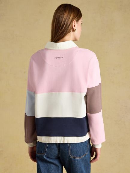 Joules Rugby Shirt, Pink/Blue - view 2, Pink/Blue
