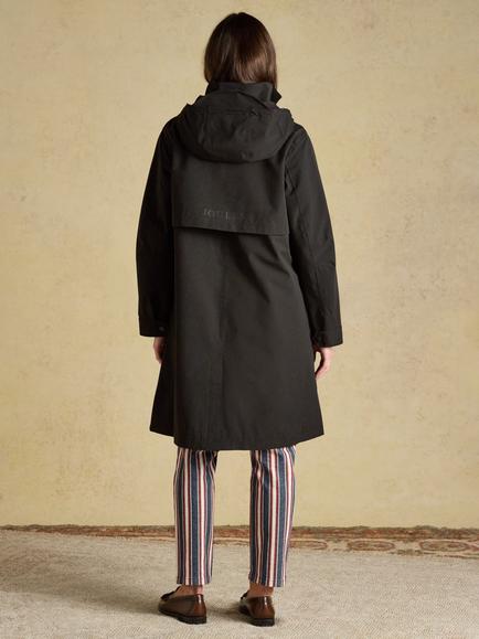 Joules Rainaway Waterproof Longline Raincoat, Black - view 2, Black