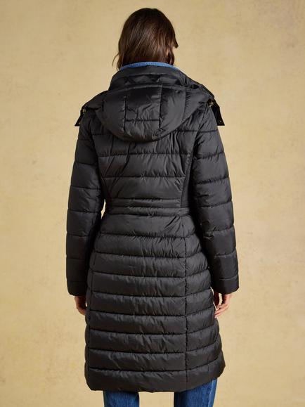 Joules Showerproof Longline Padded Coat, Black - view 2, Black