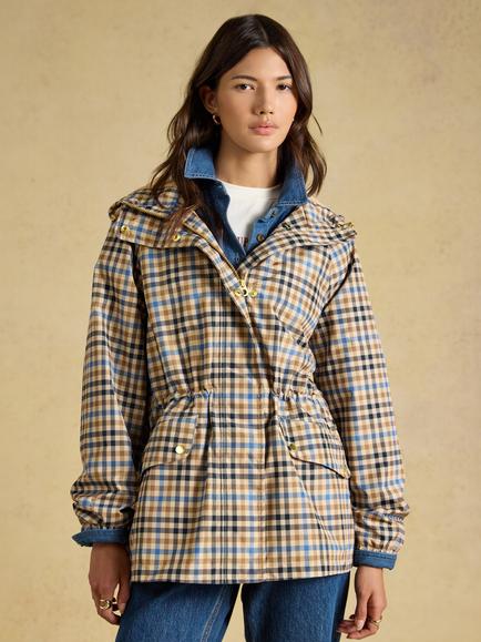 Joules Check Raincoat, Tan, Tan