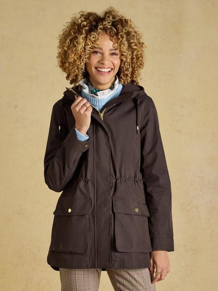 Joules Portwell Waterproof Hooded Raincoat, Chocolate Brown, Chocolate Brown