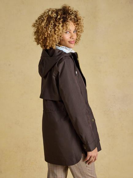 Joules Portwell Waterproof Hooded Raincoat, Chocolate Brown - view 2, Chocolate Brown