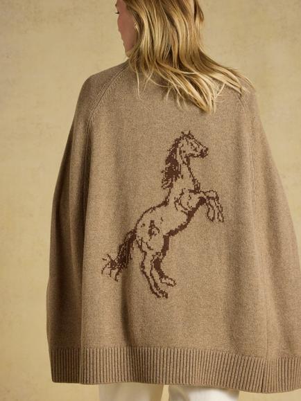 Joules Knitted Cape, Tan - view 2, Tan Brown
